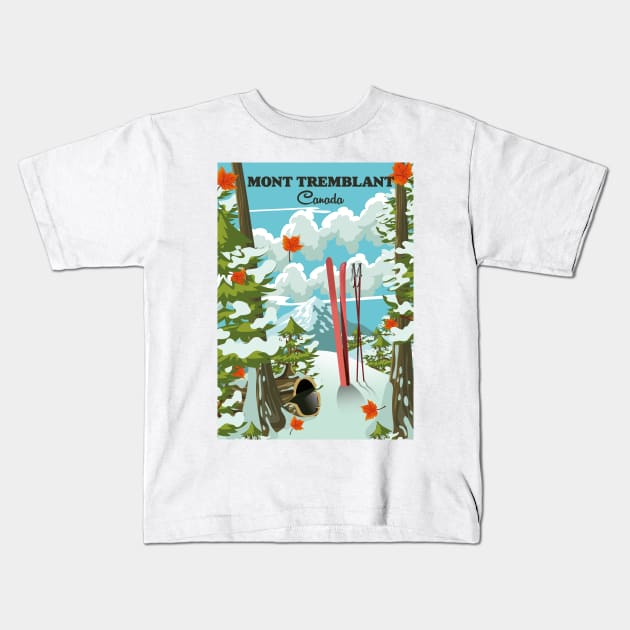 Mont Tremblant Canada ski travel poster Kids T-Shirt by nickemporium1